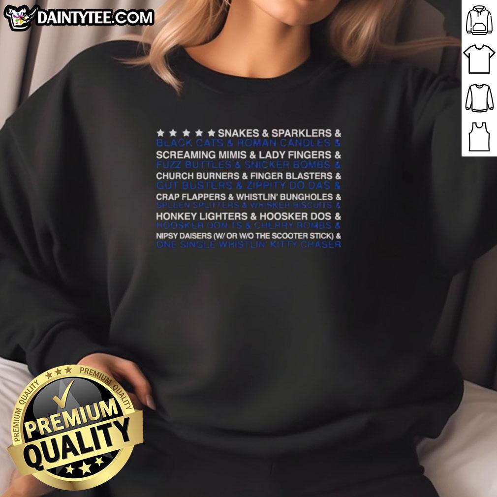 awesome-snakes-and-sparklers-and-black-cats-and-roman-candles-sweatshirt Awesome snakes, sparklers, black cats, and Roman candles sweatshirt design perfect for festive celebrations.