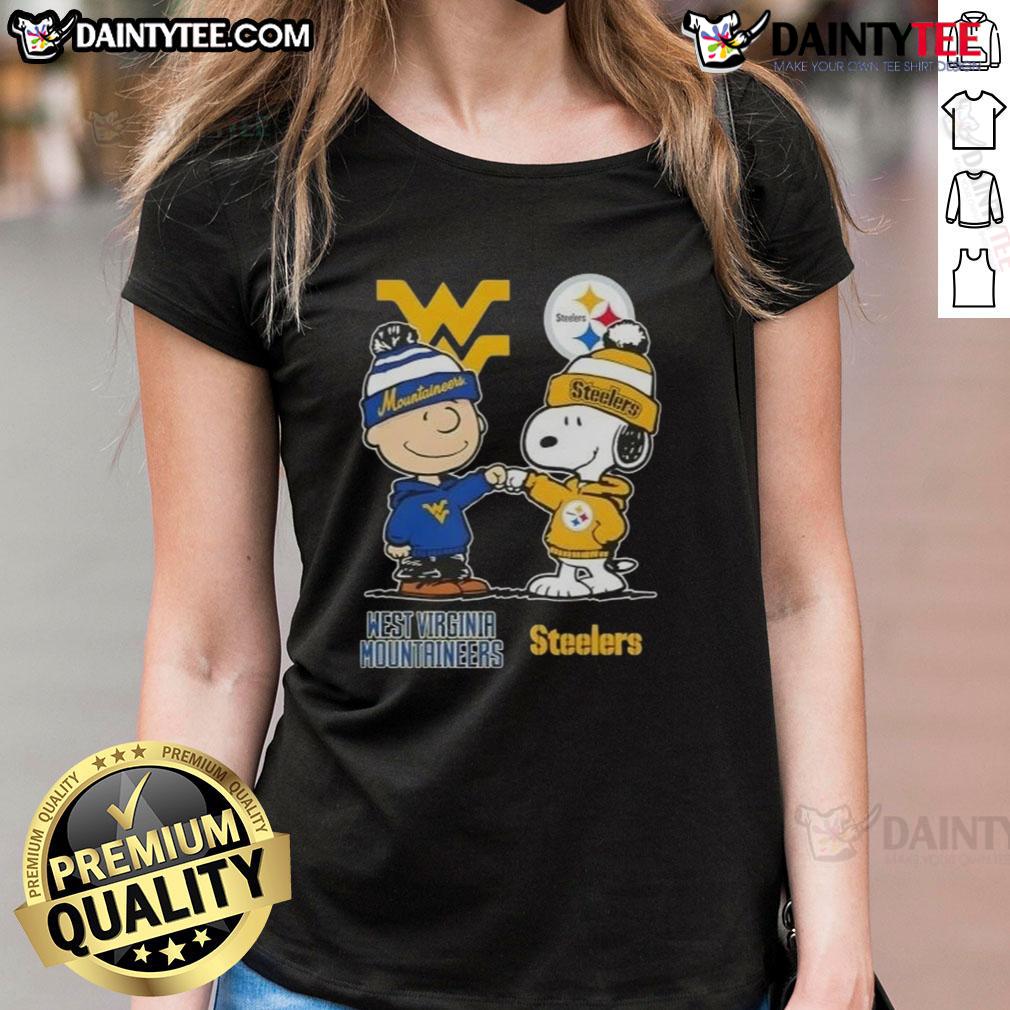 awesome-snoopy-and-charlie-brown-west-virginia-mountaineers-x-pittsburgh-steelers-ladies-tee Awesome Snoopy And Charlie Brown West Virginia Mountaineers X Pittsburgh Steelers T-Shirt - Image 6