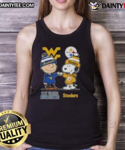 Awesome Snoopy And Charlie Brown West Virginia Mountaineers X Pittsburgh Steelers T-Shirt - Image 5