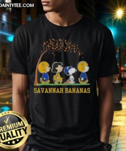 Alt Text: Awesome Snoopy and Friends It's The Most Wonderful Time Of The Year Savannah Bananas T-Shirt design.