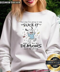 Awesome Snoopy sweatshirt featuring 'One Day I'm Going To Say Fck It' design, perfect for casual wear and fans.