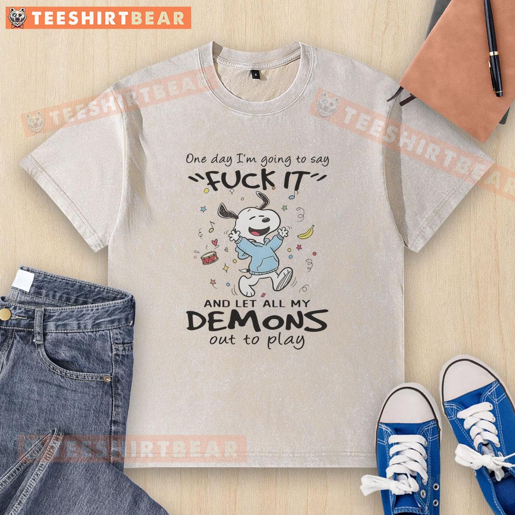 Awesome Snoopy One Day I'M Going To Say Fck It Washed T Shirt Awesome Snoopy One Day I'm Going To Say Fck It Washed T-Shirt featuring a playful Snoopy graphic for casual style.