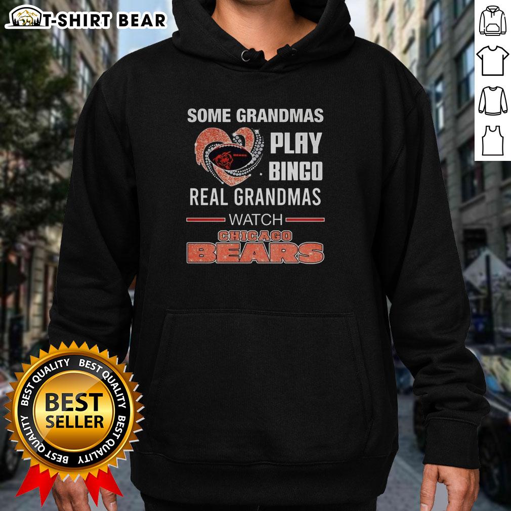 Awesome Some Grandmas Play Bingo Real Grandmas Watch Chicago Bears Football Diamond Heart Hoodie Grandmas play bingo in cozy hoodies while watching Chicago Bears football, showcasing fun and warmth in stylish apparel.