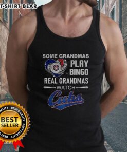 Real grandmas play bingo and cheer for the Chicago Cubs in a heart tank top, showcasing their awesome spirit.