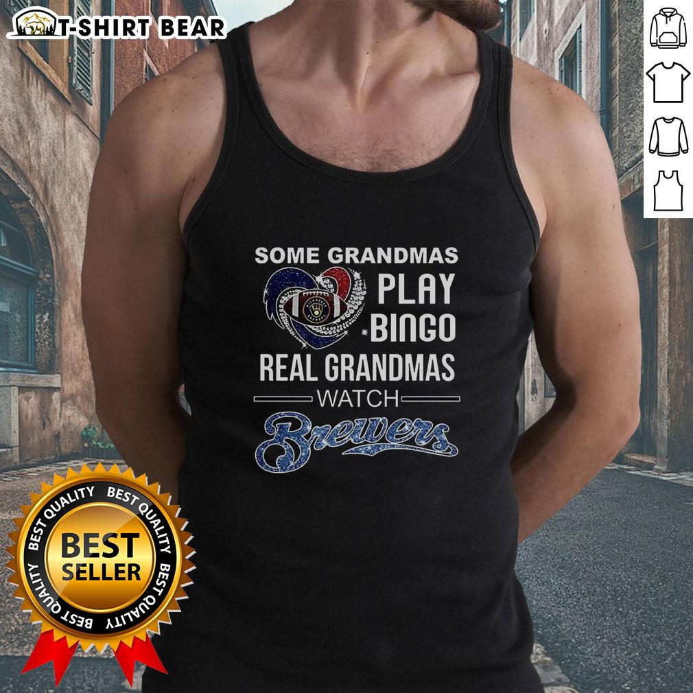 Awesome Some Grandmas Play Bingo Real Grandmas Watch Milwaukee Brewers Baseball Diamond Heart Tank Top Real grandmas play bingo in Milwaukee Brewers gear, showcasing their love for baseball in heart tank tops.