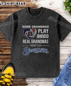 Real grandmas enjoying bingo while wearing Milwaukee Brewers baseball t-shirts, showcasing fun and family moments.