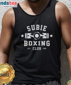 Awesome Subie Boxing Club Essential Est 1966 tank top in black, featuring bold logo design for activewear enthusiasts.