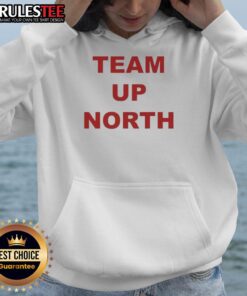 Awesome Team Up North Utah Utes football hoodie displayed on a wooden background, showcasing vibrant team colors and logo.