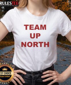Awesome Team Up North Utah Utes Football Ladies Tee featuring vibrant team colors and stylish design for women.