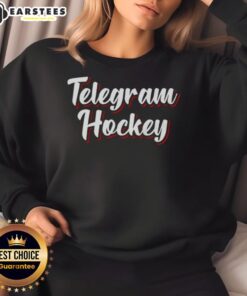 Awesome Telegram Hockey New Jersey Devils Sweatshirt featuring team logo and vibrant colors, perfect for fans.