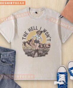 Vintage Cowboy Girl washed t-shirt featuring 'Awesome-The-Hell-I-Wont' slogan, perfect for casual wear.