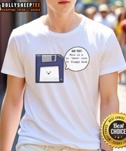 Awesome Save Icon T-Shirt featuring a floppy disk design, perfect for retro tech lovers and nostalgia fans.