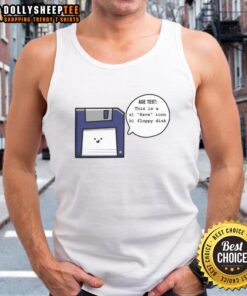 Awesome save icon tank top featuring a floppy disk design, perfect for retro tech enthusiasts and nostalgic fashion lovers.