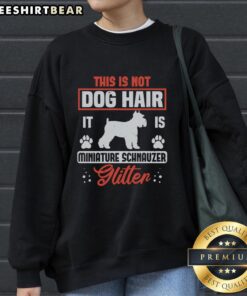 Stylish Miniature Schnauzer glitter sweatshirt, perfect for dog lovers who appreciate unique fashion and humor.