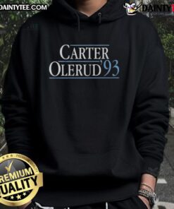 Alt Text: Awesome Toronto Blue Jays baseball hoodie featuring Carter Olerud's 1993 design, perfect for fans and collectors.