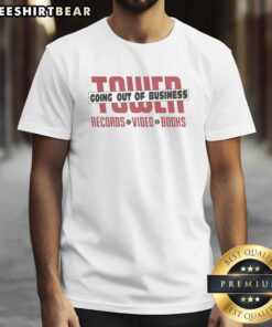 Alt Text: Awesome Tower Records Video Books T-Shirt featuring vibrant graphics and retro design for music lovers.