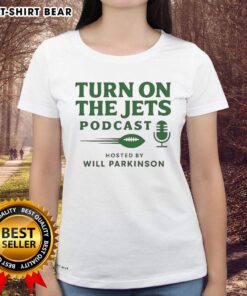 Awesome Turn On The Jets Podcast Ladies Tee featuring a stylish design for female fans of the Jets podcast.