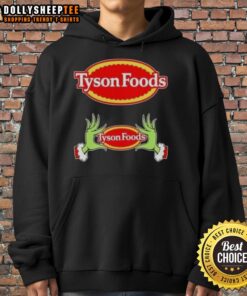 Awesome Tyson Foods X Grinch Hands Merry Christmas Hoodie featuring festive design and vibrant colors for holiday cheer.