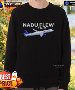 Awesome United Flight 1584 Nadu Flew 7/14/25 sweatshirt featuring a stylish design for aviation enthusiasts.