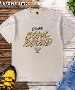 Alt Text: Awesome Vanderbilt Commodores Bowl Bound 2025 washed t-shirt featuring team logo and stylish design for fans.