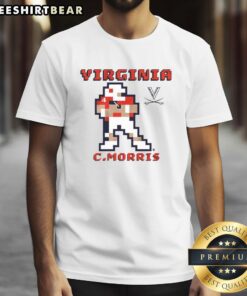 Awesome Virginia Cavaliers Football Chandler Morris Retro Baller Pixel T-Shirt design featuring team colors and graphics.