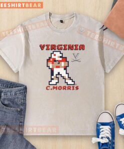 Chandler Morris wearing an Awesome Virginia Cavaliers Football retro pixel washed t-shirt in vibrant team colors.