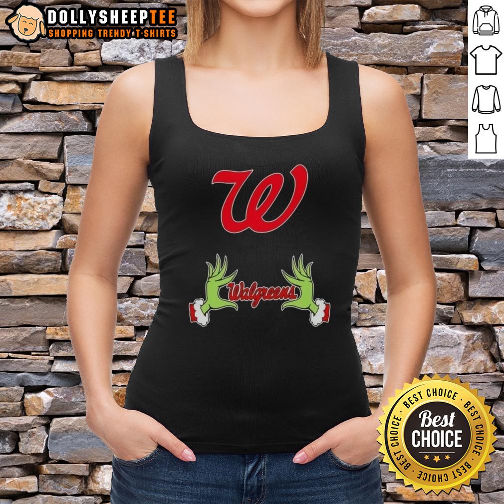 Awesome Walgreens X Grinch Hands Merry Christmas Tank Top Alt Text: Awesome Walgreens X Grinch hands Merry Christmas tank top featuring a festive design perfect for holiday celebrations.