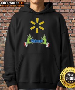 Awesome Walmart X Grinch Hands Merry Christmas Hoodie in festive green with playful Grinch design.
