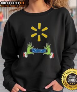 Awesome Walmart X Grinch Hands Merry Christmas Sweatshirt featuring festive design and cozy fit for holiday celebrations.