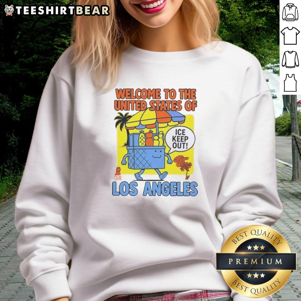 Awesome Welcome To The United States Of Ice Keep Out Los Angeles Sweatshirt Awesome Welcome to the United States of Ice Keep Out Los Angeles sweatshirt featuring a bold graphic design.