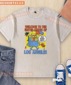 Awesome Welcome to the United States of Ice Keep Out Los Angeles washed t-shirt with bold graphic design.