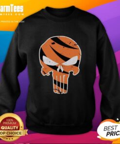 Awesome Who Dey Punisher Cincinnati Bengals Sweatshirt featuring bold graphics and team colors for ultimate fan style.