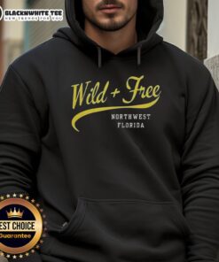 Awesome Wild and Free Northwest Florida retro hoodie featuring vibrant colors and a stylish design for casual wear.