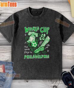 Awesome World Cup 2026 Philadelphia washed t-shirt featuring vibrant graphics celebrating the global soccer event.