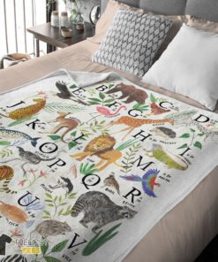 Cute Animal Alphabet A To Z Watercolor Wildlife Blanket Fleece Customized Blanket - Image 3