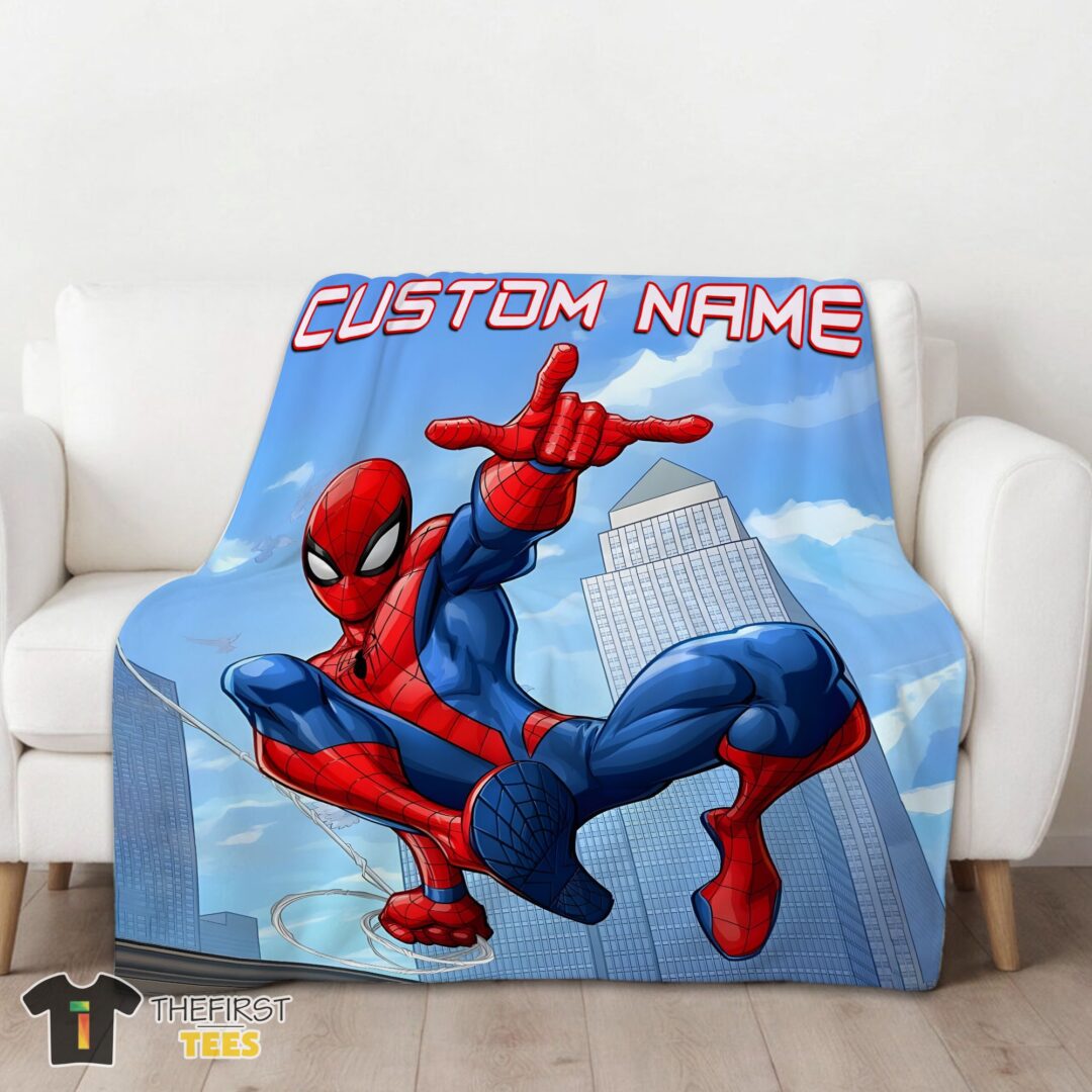 cute-awesome-spider-man-city-swing-blanket-fleece-customized-blanket-mk-01 Cute Awesome Spider Man City Swing Blanket Fleece Customized Blanket - Image 3