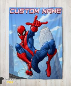 Cute Awesome Spider Man City Swing Blanket Fleece Customized Blanket