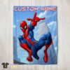 Cute Awesome Spider Man City Swing Blanket Fleece Customized Blanket