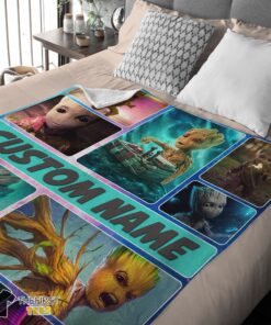 Cute Baby Groot Guardians Of The Galaxy Blanket Fleece Customized Blanket - Image 3