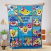 Cute Baby Shark Family & Friends Collage Blanket Fleece Customized Blanket