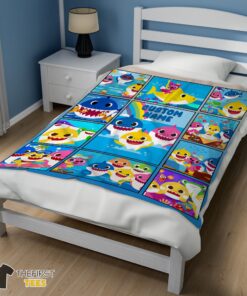 Cute Baby Shark Family & Friends Collage Blanket Fleece Customized Blanket - Image 4