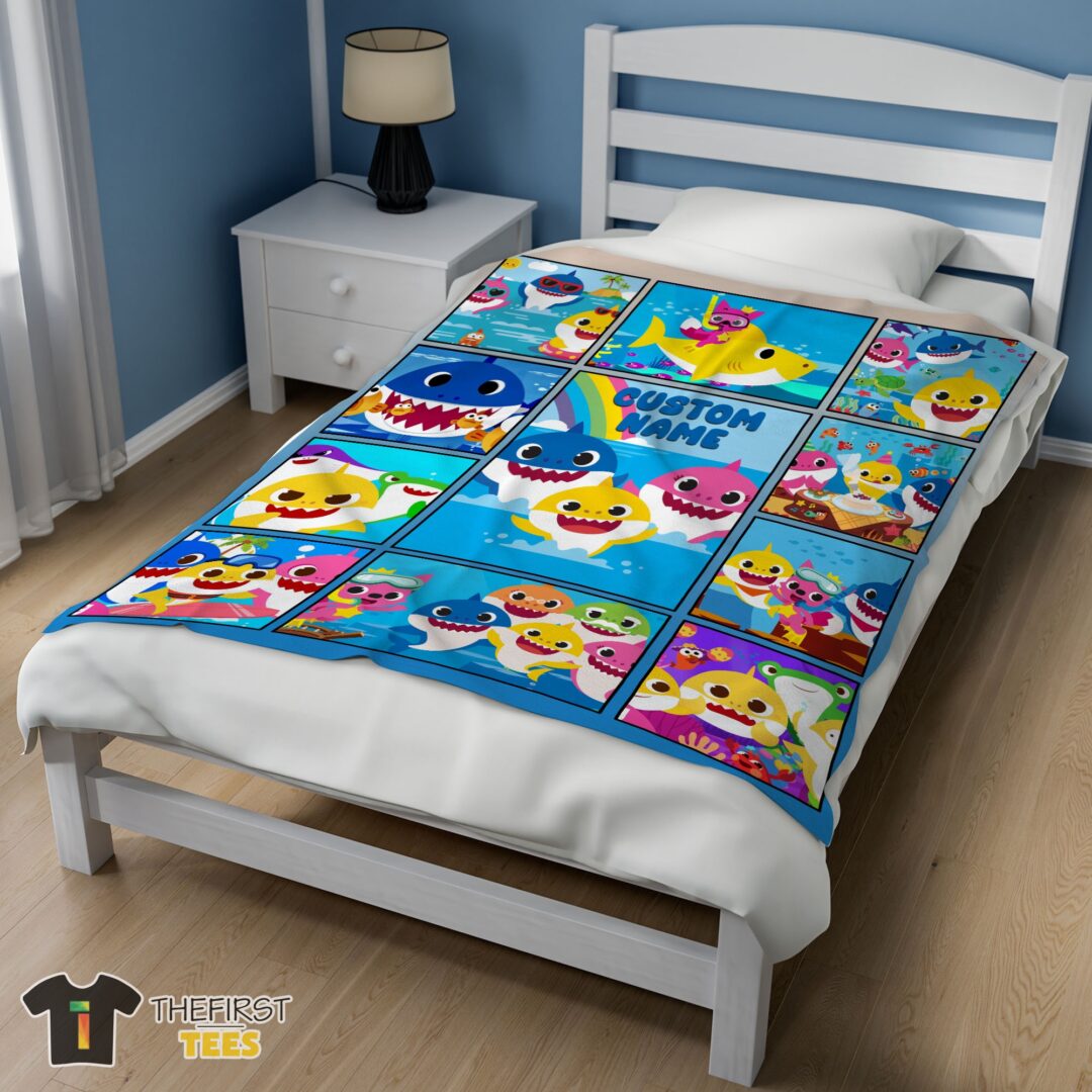 cute-baby-shark-family-friends-collage-blanket-fleece-customized-blanket-mk-02 Cute Baby Shark Family & Friends Collage Blanket Fleece Customized Blanket - Image 4