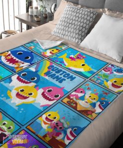 Cute Baby Shark Family & Friends Collage Blanket Fleece Customized Blanket - Image 3