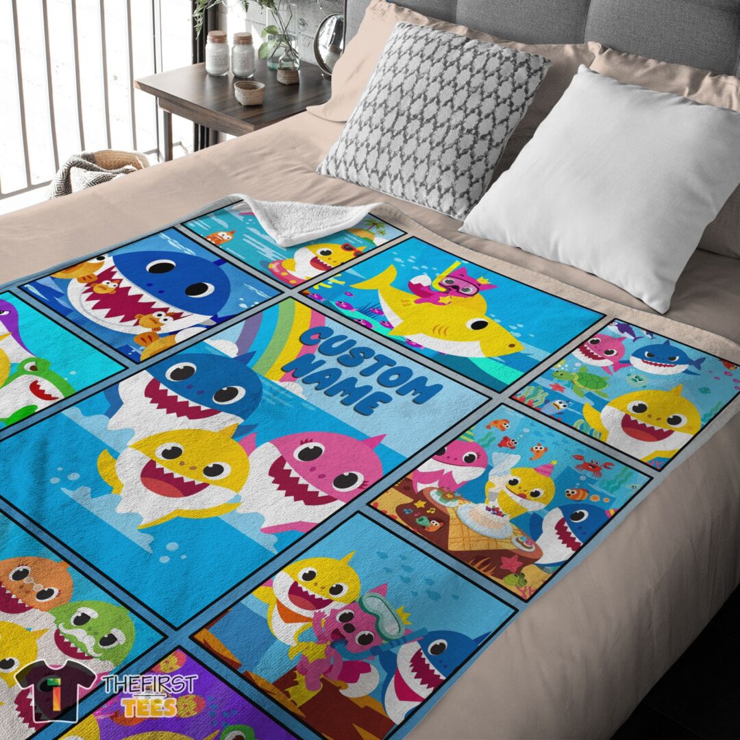 cute-baby-shark-family-friends-collage-blanket-fleece-customized-blanket-mk-03 Cute Baby Shark Family & Friends Collage Blanket Fleece Customized Blanket - Image 3