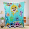 Cute Baby Shark & Friends Poster Rainbow Text Blanket Fleece Customized Blanket