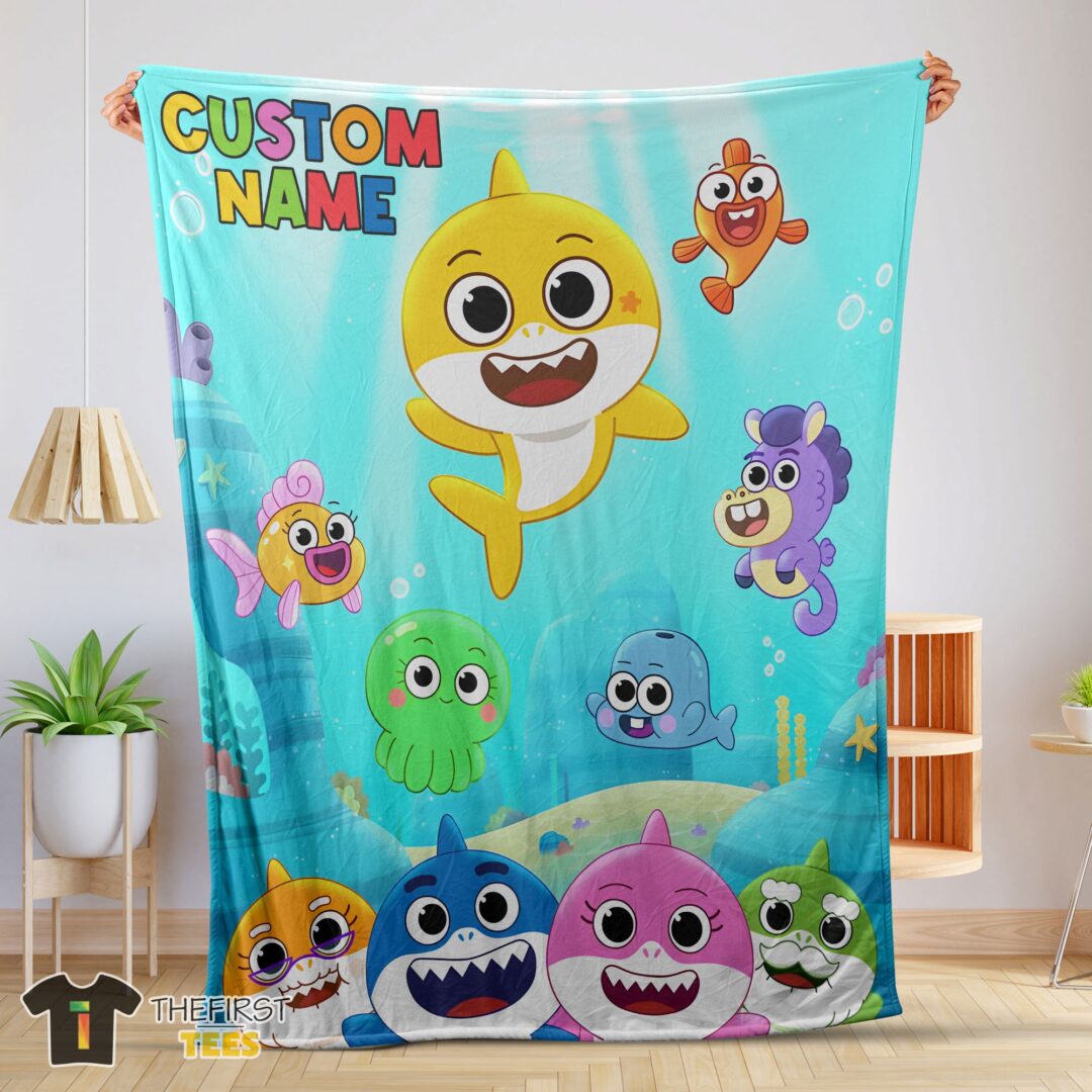 cute-baby-shark-friends-poster-rainbow-text-blanket-fleece-customized-blanket-mk-01 Cute Baby Shark & Friends Poster Rainbow Text Blanket Fleece Customized Blanket