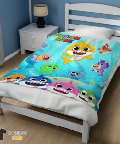 Cute Baby Shark & Friends Poster Rainbow Text Blanket Fleece Customized Blanket - Image 4