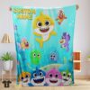 Cute Baby Shark & Friends Poster Yellow Text Blanket Fleece Customized Blanket