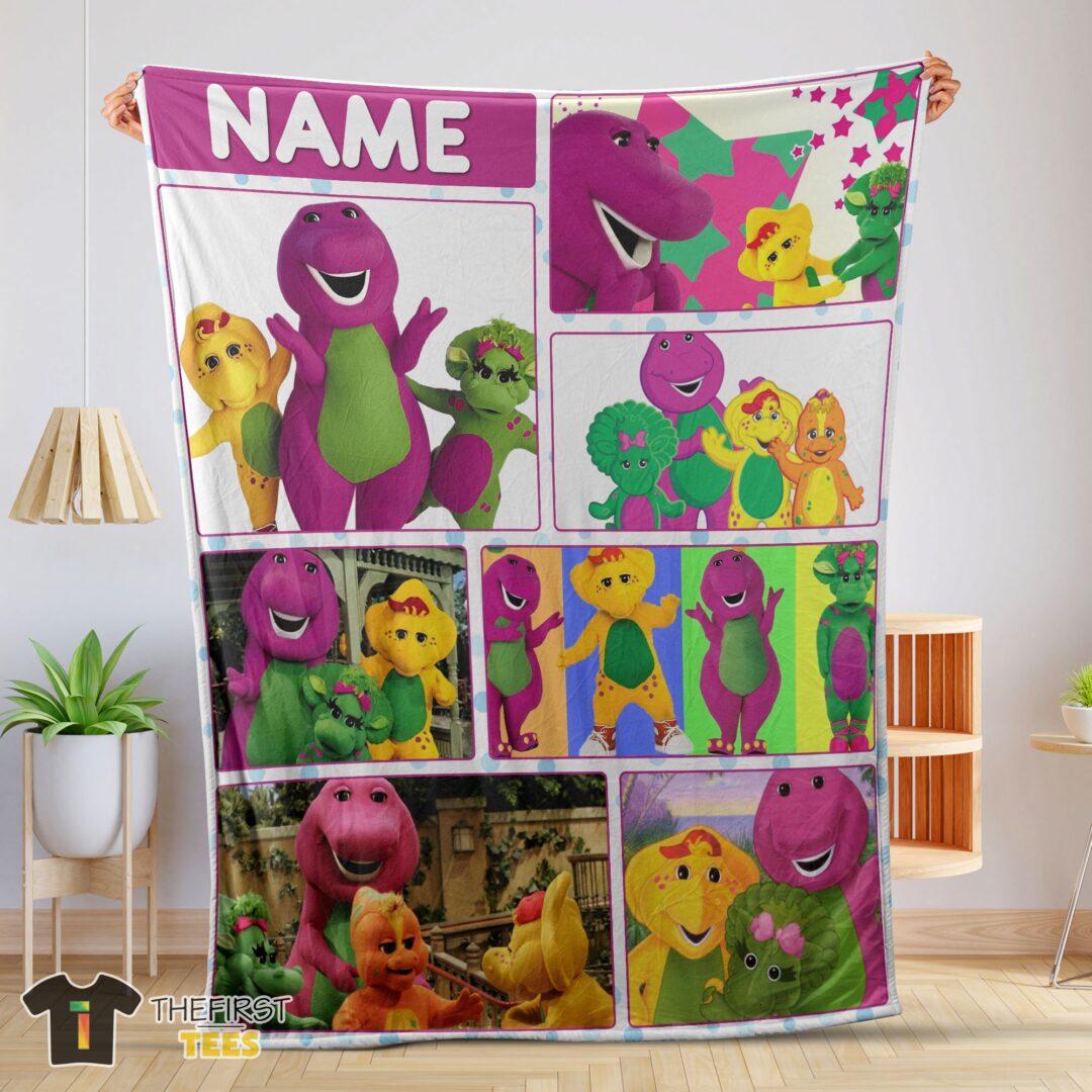 cute-barney-friends-characters-collage-blanket-fleece-customized-blanket-mk-01-1 Cute Barney & Friends Characters Collage Blanket Fleece Customized Blanket