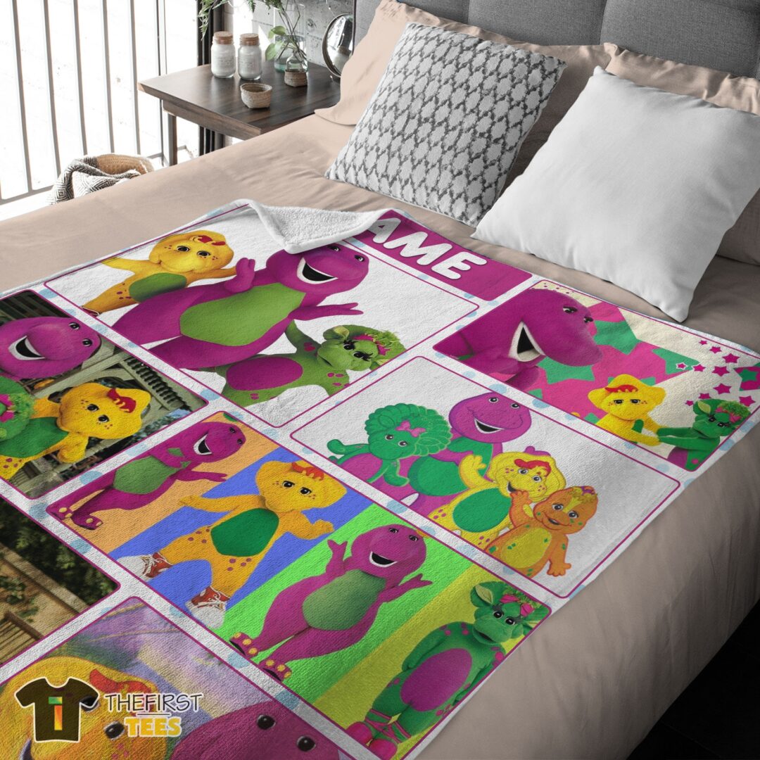 cute-barney-friends-characters-collage-blanket-fleece-customized-blanket-mk-03 Cute Barney & Friends Characters Collage Blanket Fleece Customized Blanket - Image 3